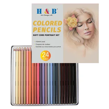 комплект цветни моливи за рисуване 24-цветни знаци, на набор от цветни моливи за портрет, ръчно рисувани, аксесоари за художествена живопис