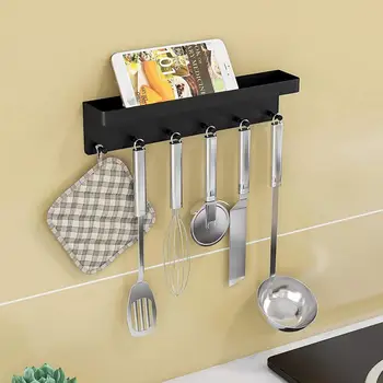Кухненски рафтове за съхранение, стенен органайзер за ключове без перфорация, с чекмедже и куки, спестяващ място за самостоятелно съхранение в кухнята и банята