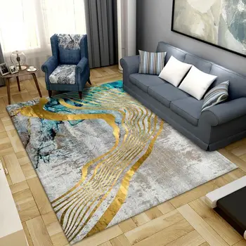 Луксозен килим голяма площ за хол, спалня, абстрактен Съвременен минималистичен килим с мраморен дизайн, домашно нескользящий противообрастающий подложка за вход