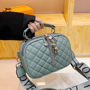 Луксозна дамска чанта с пискюли, двоен цип, чанта-месинджър чанта през рамо, висококачествени кожени дамски ежедневни чанти-тоут