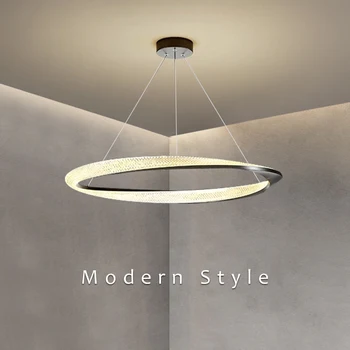 Модерен led окачен тавана лампа, трапезария, кухня, хол, спалня, полилей с прости кольцевым дизайн, окачена лампа за помещения