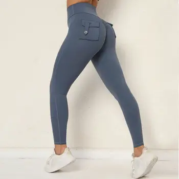 Модерни спортни гамаши, с джобове, дамски дрехи за тренировки във фитнеса, сексуална гамаши с ефект повдигащ за фитнес, спортни чорапи, Панталони