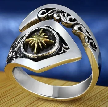 Модни бижута властное пръстен на Бога на Слънцето за мъже, ретро аксесоари в стил хип-хоп, модерен дамски пръстени в индийски стил
