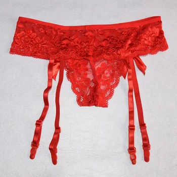 Модно дамско секси дантелено бельо, дамски секси прозрачни дантелени тъкани ризи с цветя модел и лък, секси дантелени чорапи на подтяжках, бельо
