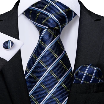 Мъжки вратовръзки в синята ивица с ширина 8 см, мъжки бизнес сватбен вратовръзка на шията, квадратни копчета за ръкавели Gravatas Homens Cravatta