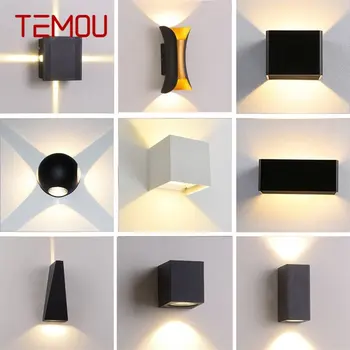 На улицата, с монтиран на стената лампа TEMOU LED Алуминиеви водоустойчив стенни Креативни декоративни за верандата, стълбище, коридор, хол, спалня