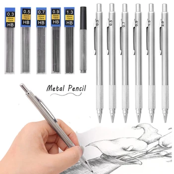 Набор от механични моливи 0,3 0,5 0,7 0,9 1,3 2,0 мм, Автоматична писалка, арт фигура за писане, Рисуване на скици, Домашен офис, Училище