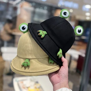 Нова скъпа шапка с лягушачьими очи, дамски пролетно-лятна шапка Fsherman, мультяшная солнцезащитная шапка за жени и мъже