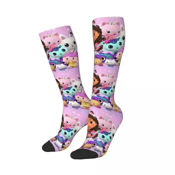 Обичай дамски чорапи за куклена къща Gabbys с 3D принтом, високи чорапи-тръба Gabby Mercat до бедрата