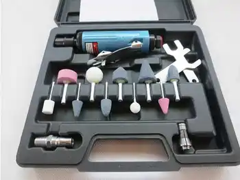 Пневматичен комплект шлифовъчни машини Pnuematic, опаковка в пластмасова кутия пневматични инструменти за шлайфане