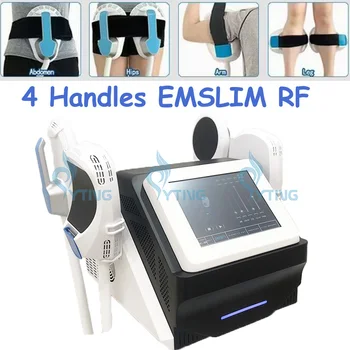 Радиочестотна машина Emslim RF с 4 дръжки за извайване на тялото, обзавеждане за стимулация на мускулите на EMS