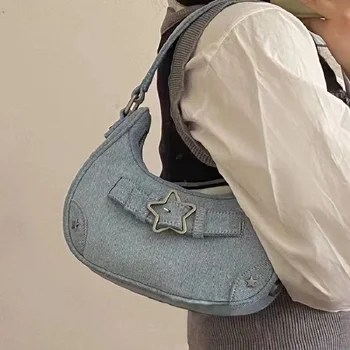 Реколта сини дънкови ватиран дамски чанти през рамо, дизайнерски маркови Чанти, луксозни дънки, чанта-месинджър, дамски портфейл