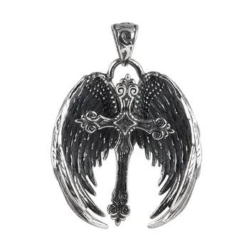 Ретро Висулка във формата на Крилата на Ангела от Сребро 925 Проба с Кръст, за Мъже и Жени