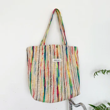 Чанти за жени 2023, дизайнерски плажна чанта на една кука с катарама и подплата, чанта-тоут, шарени торбички за пазаруване, преливащи холщовые чанта през рамо