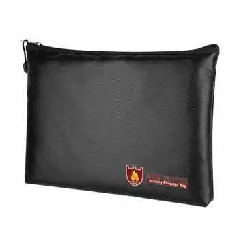 Черна двустранен пожароустойчива чанта, Водоустойчива чанта за LiPo-батерия, пари, документи, мултифункционални инструменти, чанти за съхранение на