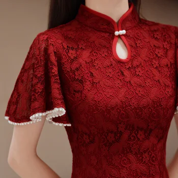 Чонсам, сексуална Червената сватба булка, ориенталски стил, Дамско елегантно страхотна ретро рокля, Ципао за момичета, моля, китайски традиционен костюм