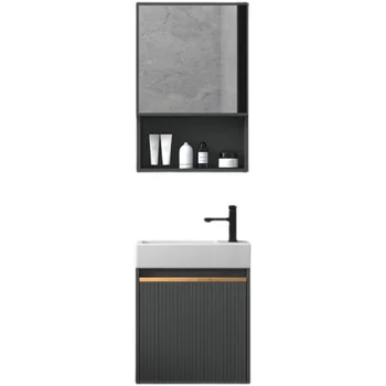 Шкаф за баня в един малък апартамент от алуминиева сплав, ъглов кухненски шкаф за мивка къса тясна дължина